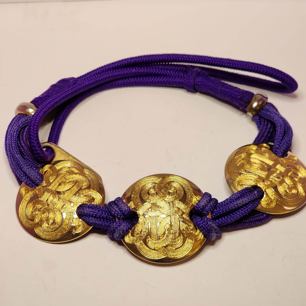 80s Purple Rope belt with gold medallions